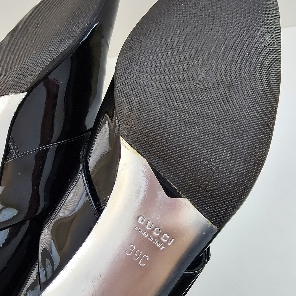 Gucci Black Patent Leather Buckle Combat Boots Size 39 With Anti Slip Sole - Picture 6 of 13